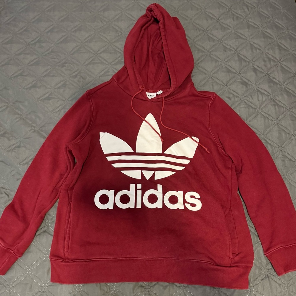 Adidas Burgundy Hoodie with White Logo